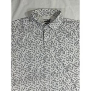 Straight Down Polo Shirt Mens Large Novelty Print Golf Performance Stretch